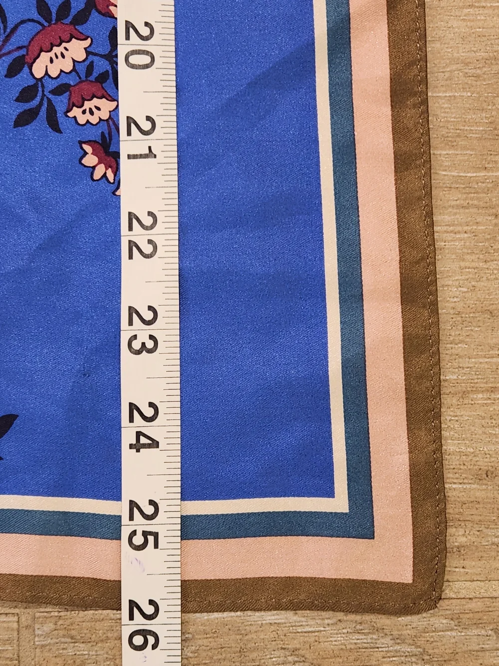100% Silk Blue Floral Square Scarf 26